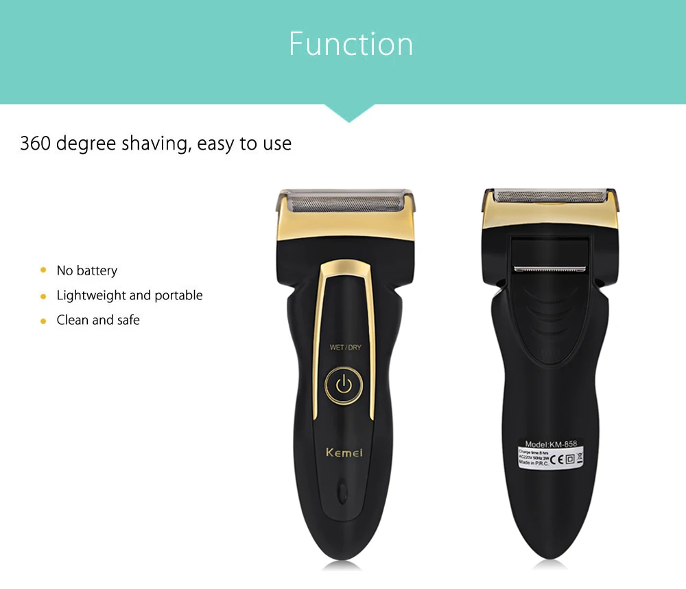 Kemei 3D двойные плавающие головки Электробритвы для мужчин перезаряжаемые