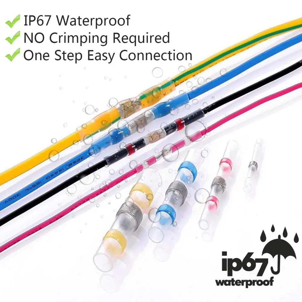 

800/360Pcs Heat Shrink Solder Seal Wire Connectors, Waterproof Butt Wire Connectors Electrical Wire Soldered Terminals