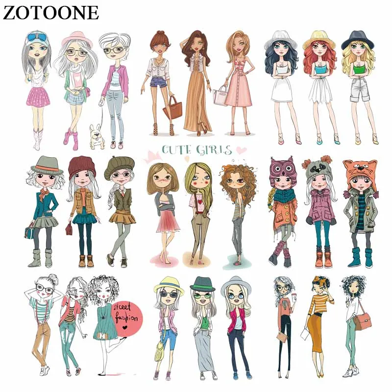 

ZOTOONE Lovely Girls Patches Iron on Transfers for Clothing Applique Heat Transfer Vinyl Stickers for Clothes DIY Thermal Press