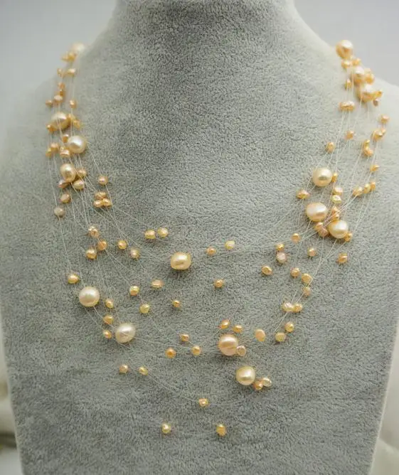 Ожерелье из жемчуга с эффектом иллюзии натурального цвета колье пресноводным