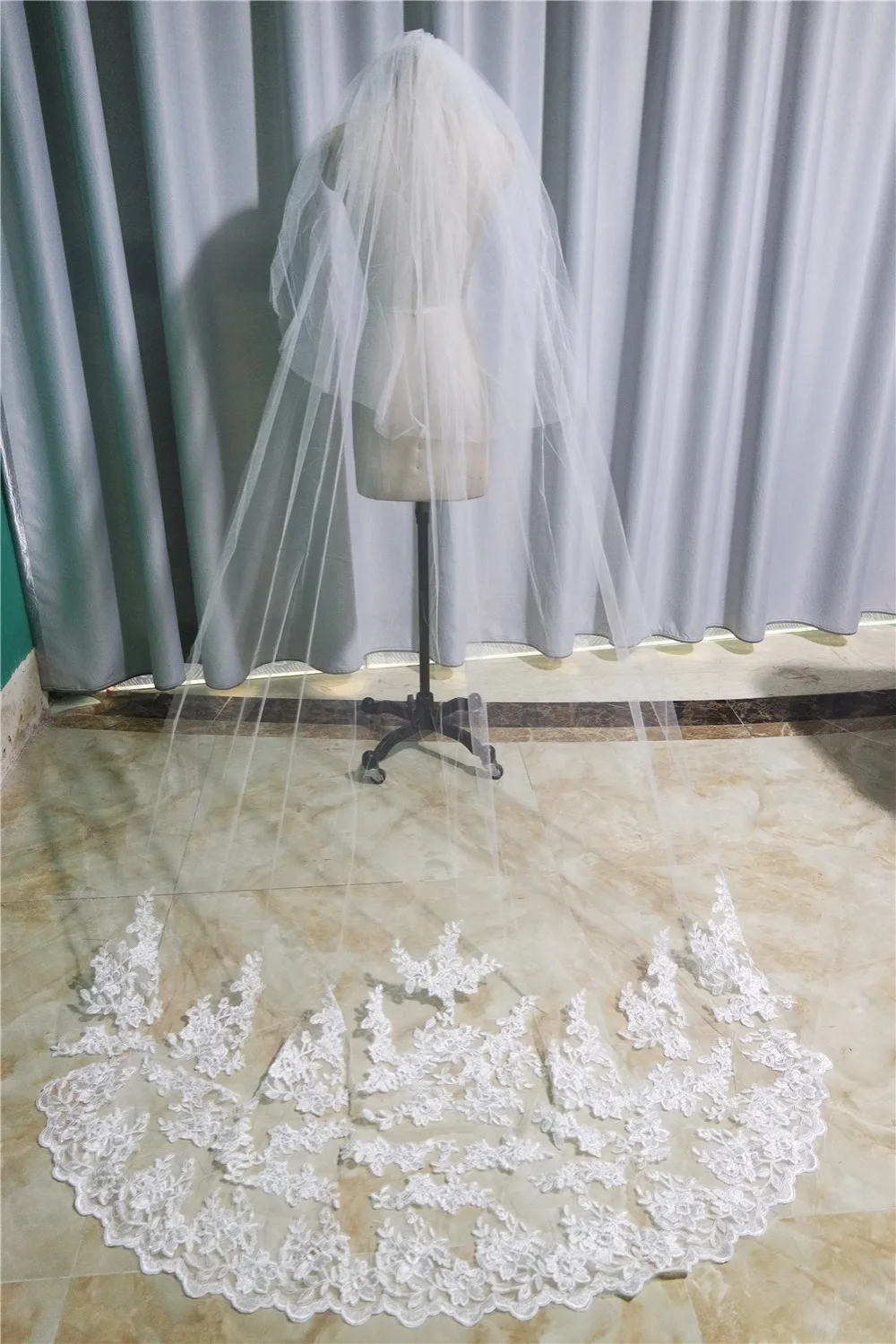 Рутшен Соборная Фата для невесты Румяна свадебная фата 2 яруса кружевная Длинная