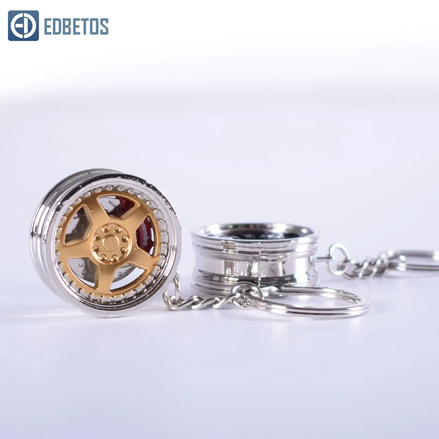 KR007 C gold JDM стиль брелок для ключей колеса обода брелок с TE37 Шесть звезд дизайн с Тормозным Диском для автомобиля аксессуары авто часть автомобиля брелок для ключей - Название цвета: KR007 C gold