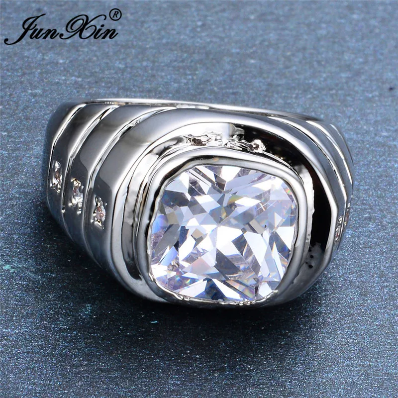 Мужской женский кристалл белый синий камень кольцо Мода Серебряный цвет простой