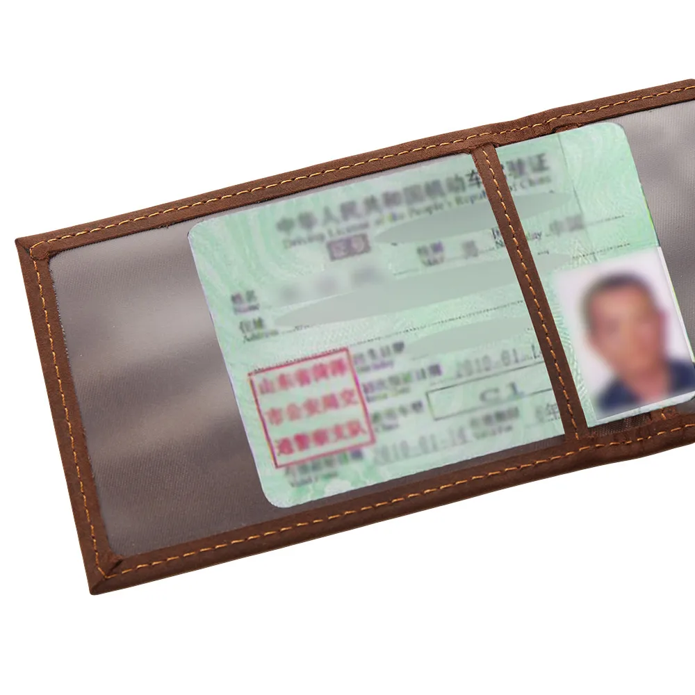 Top Quality business card holder case leather Men Drive License Holder Crazy Horse Leather Card Credit Purse Wallet Case | Багаж и сумки