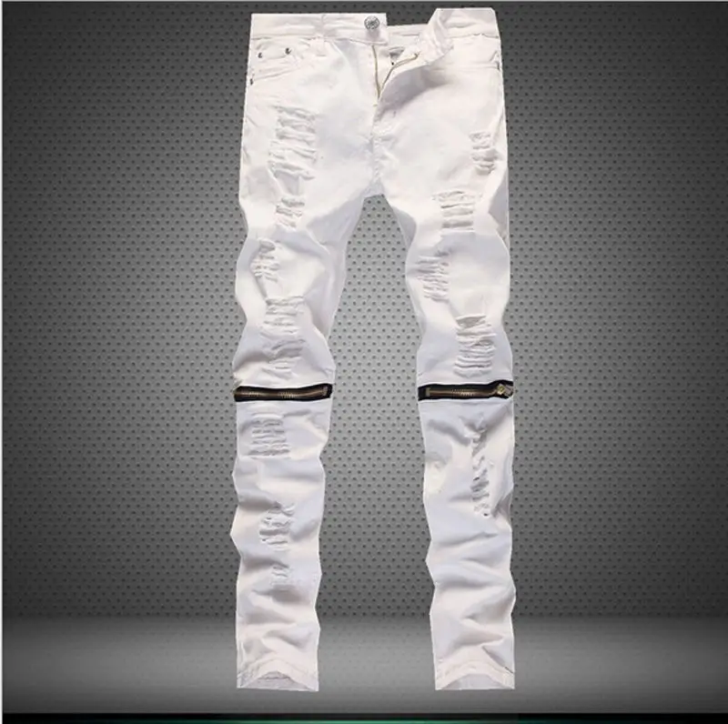 Fashion Mens jeans Designed Straight Slim Fit Denim Jeans Trousers Casual Skinny Pants White Black Red | Мужская одежда