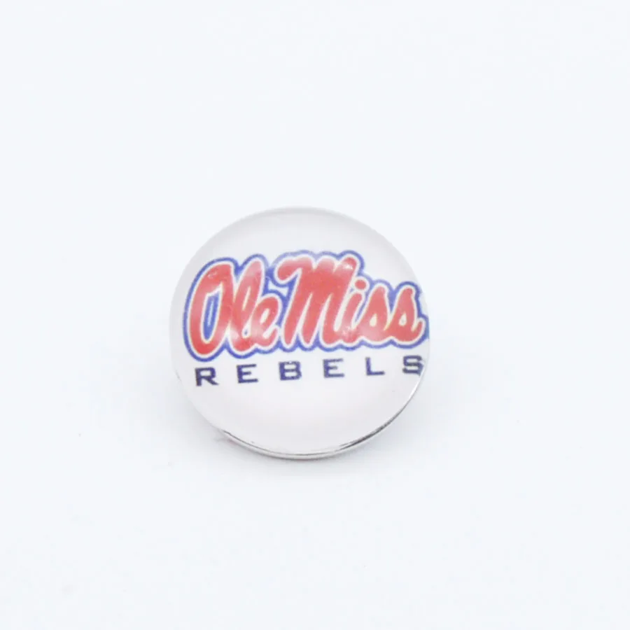 18MM Ole miss NCAA спортивные стеклянные кнопки 18 мм 12 мм подходящие защелки браслет и браслет мужские wo мужские DIY оснастки ювелирные изделия NE1229 - Окраска металла: 18MM