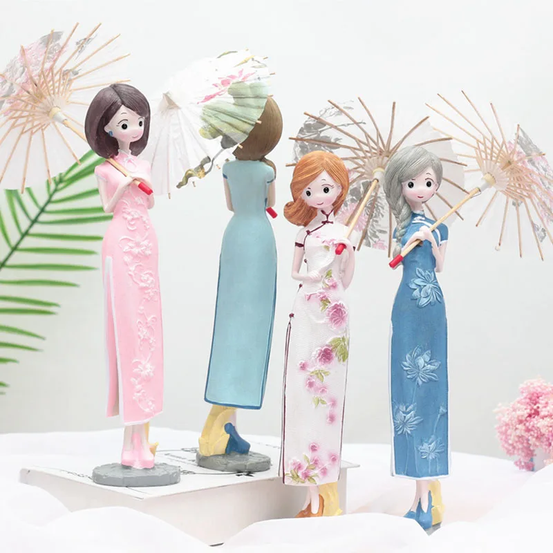 Small Pure Fresh Chinese Dress Umbrella Girl Creativity Resin Arts And Crafts Wine Ark Place Adorn Household Furnishing Articles | Дом и сад