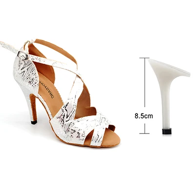 White 8.5cm SHOYDANC zapatos de baile latino mujer Женская танцевальная обувь Латинская Сальса Бальные Танцевальные Туфли белый/черный фланелевый танцевальные сандалии - Цвет: White 8.5cm