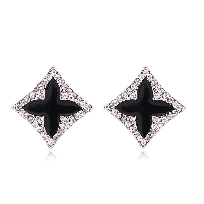 Кристалл площади Серьги Клевер Для женщин engamement подарки партии Jewelry Винтаж