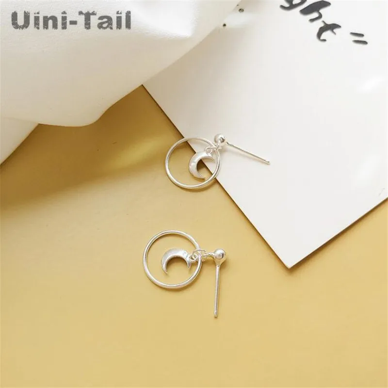 Женские серьги с Луной Uini Tail сережки из стерлингового серебра 925 пробы простые