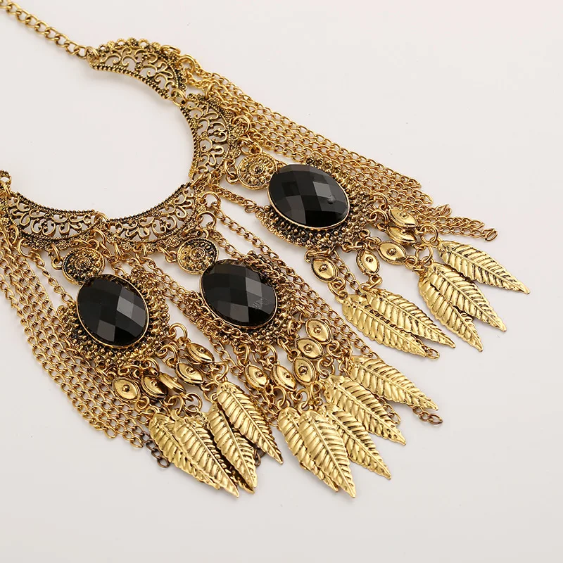 Женское винтажное ожерелье lzhlq длинное с кисточками в виде листика этническом