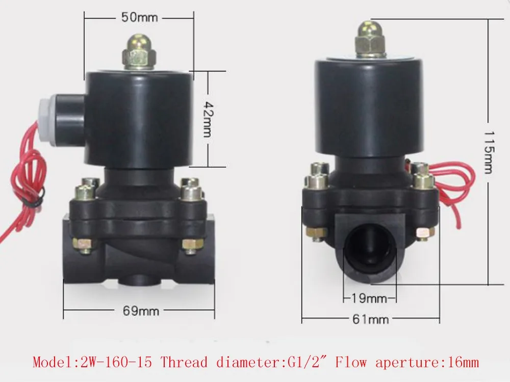 DN25 DN32 AC220 DC12V DC24V нормально закрытый пластиковый электромагнитный клапан, катушка может работать непрерывно в течение 24 часов без сжигания