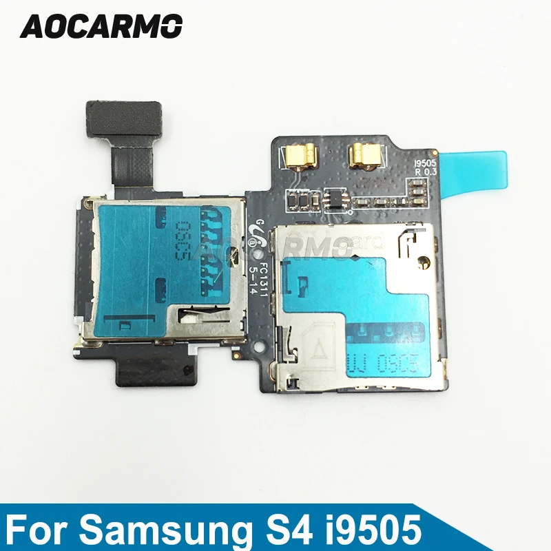 Aocarmo SD Sim кард-ридер держатель слот гибкий кабель лента для samsung Galaxy S4 GT i9505