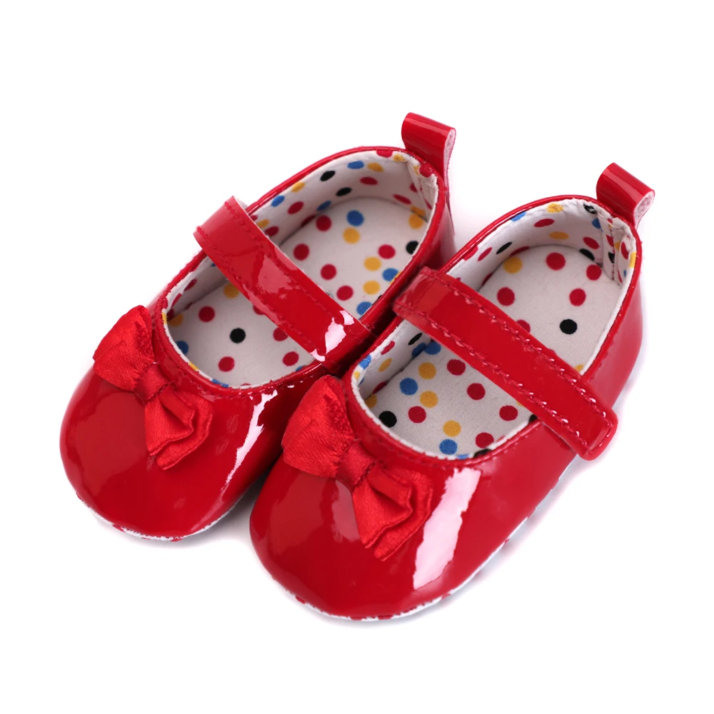 Newborn Soft Bottom First Walkers 0-18 Months Baby Girls Toddler Shoes PU Leather Princess Bowknot Anti-slip Girl