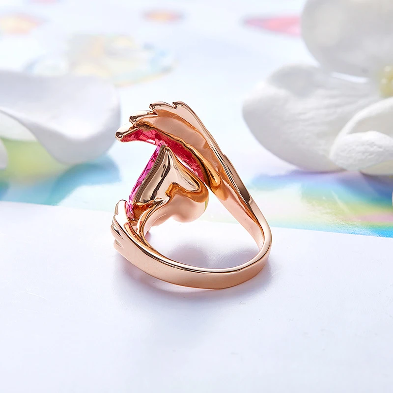 Baffin Модные женские кольца Крылья кристаллы от Swarovski розовое золото цвет палец кольца для девушек вечерние ювелирные изделия кольцо с сердцем красного цвета подарок