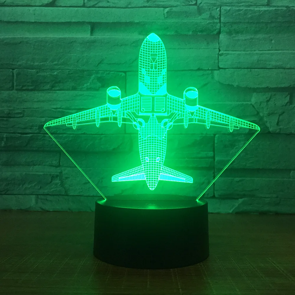 3D светодиодный домашний декор самолета 7 цветов меняющая цвет Usb настольная лампа