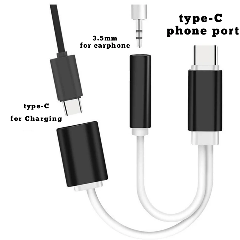 Тип C TO 3,5 мм Aux Jack Тип-C Зарядка Аудио Разветвитель Адаптер 2 в 1 для Huawei P30 Xiaomi Mi 8 6 5X Samsung S10 Plus