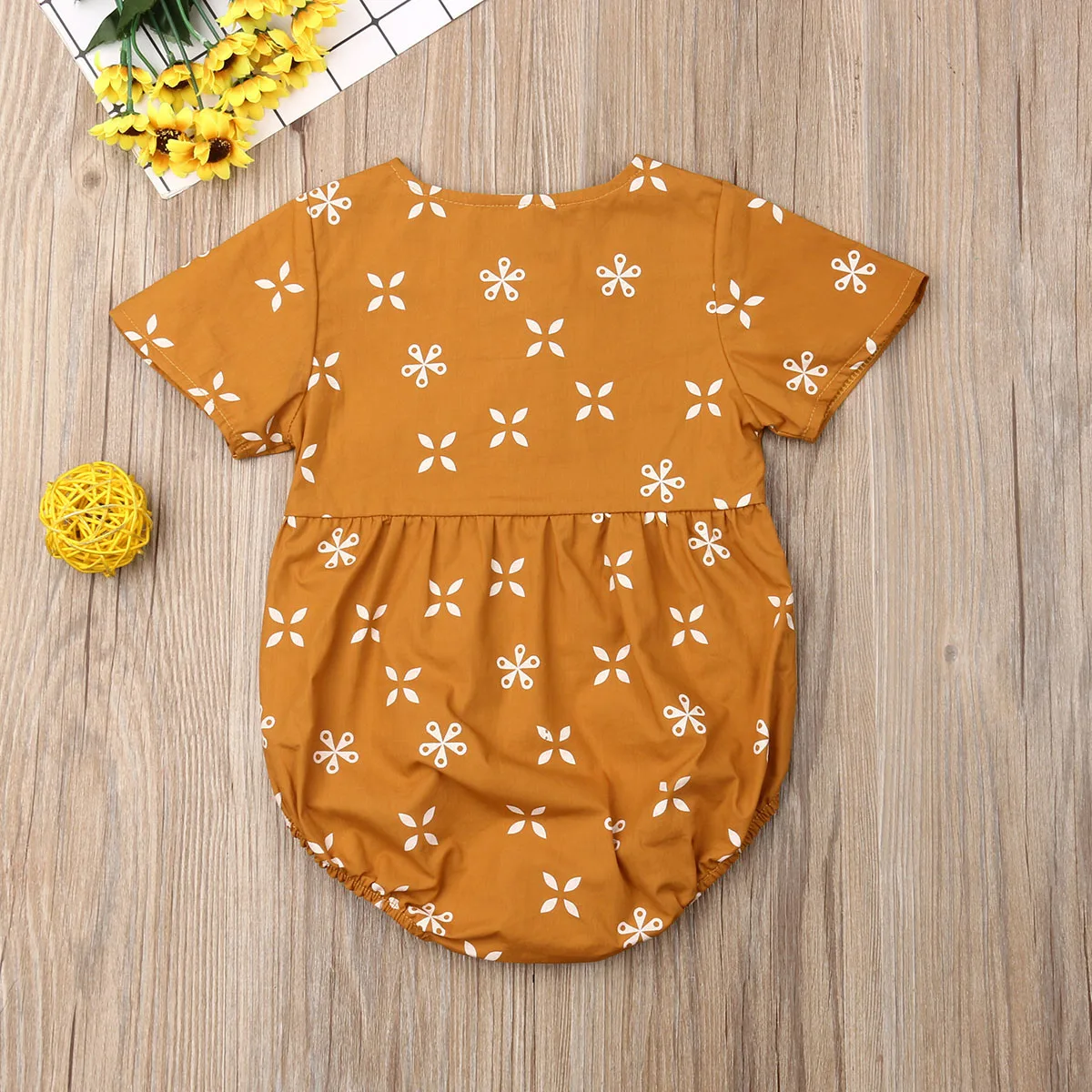 

Newborn Infant Toddler Baby Girl 2019 New in Fashion Summer Clothes Flower Printing Short Sleeve Romper Causal Cotton Outfit New