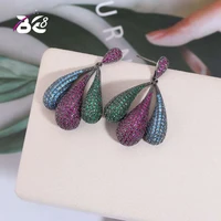 be 8 new arrival aaa cubic zirconia drop earrings colorful design for women jewelry pendientes mujer moda e693