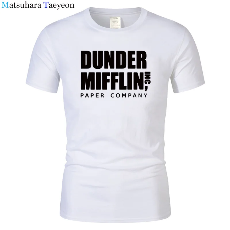 Футболка мужская с коротким рукавом деловая круглым вырезом принтом Dunder Mifflin из