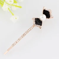 womans jewelry bow pearl bowknot hair clip hairpins for girl barrette retail headwear hair accessories golden color nickel free
