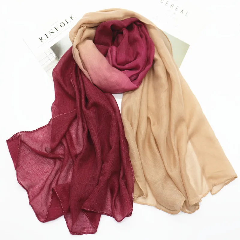 Модный шарф Омбре однотонный градиентный цвет мусульманский хиджаб мягкая