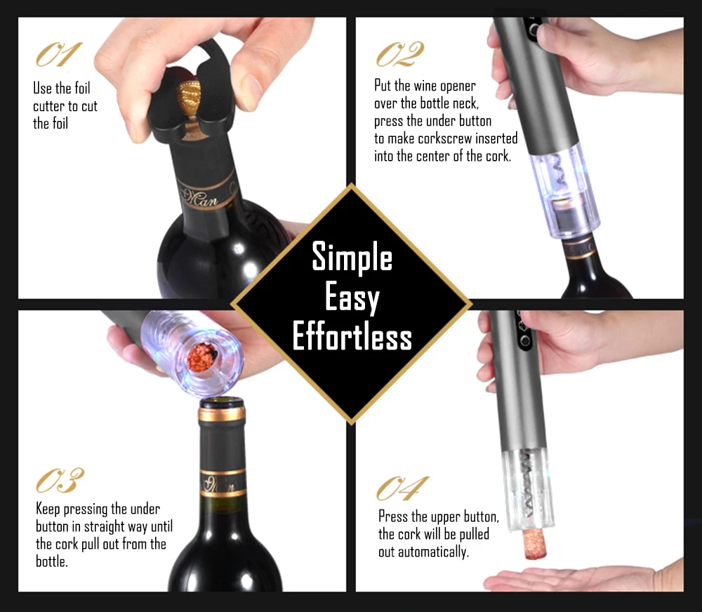 Перезаряжаемый Электрический автоматический штопор YOTOP из алюминиевого сплава