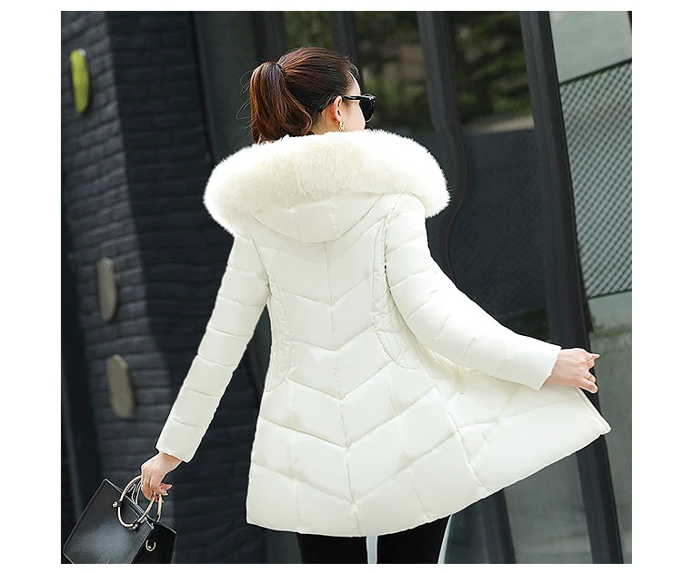 2018 зимняя куртка женская хлопковая пуховая пальто меховой воротник капюшон