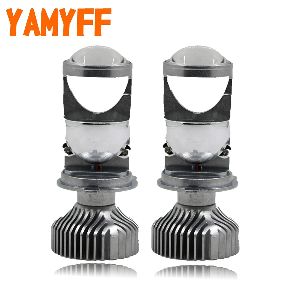 YAMYFF H4 светодиодный мини проектор фар объектив Bi LED 12V 5500K автомобильный налобный