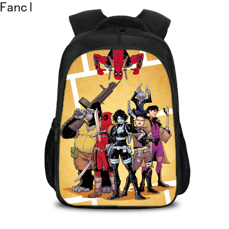 16 дюймов Аниме супергерой Дэдпул рюкзак для девочек и мальчиков школьная сумка