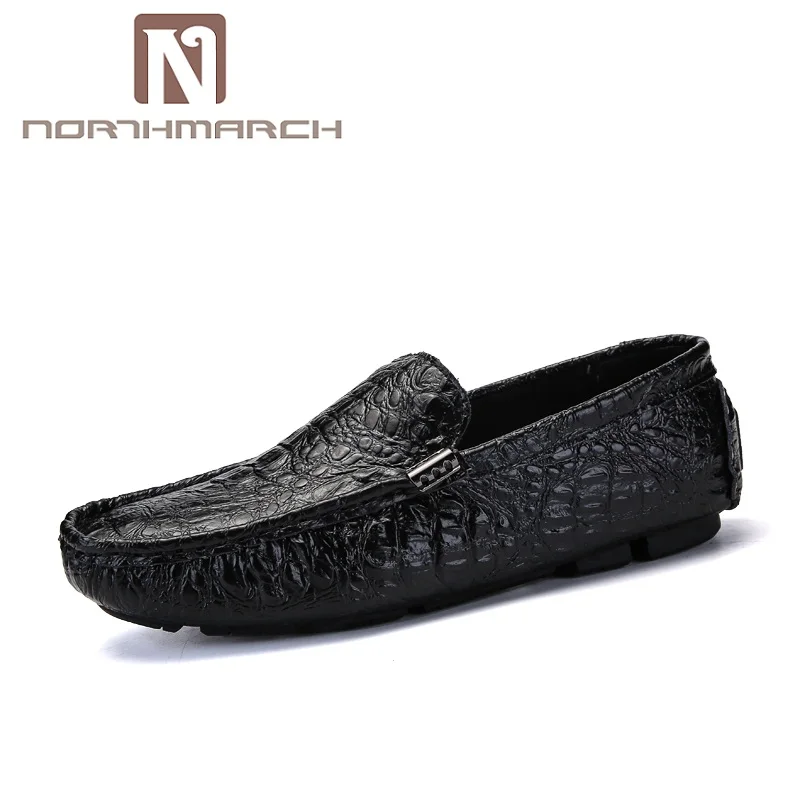 NORTHMARCH/Мужская обувь; Роскошные брендовые слипоны; мужские лоферы; мокасины; Мужская дышащая мужская обувь; повседневная обувь; chaussure homme Cuir - Цвет: Черный