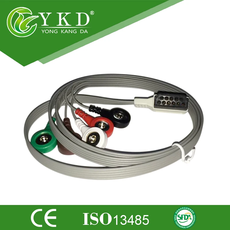 Бесплатная доставка Holter кабель и leadwires 5 lead AHA Snap| |