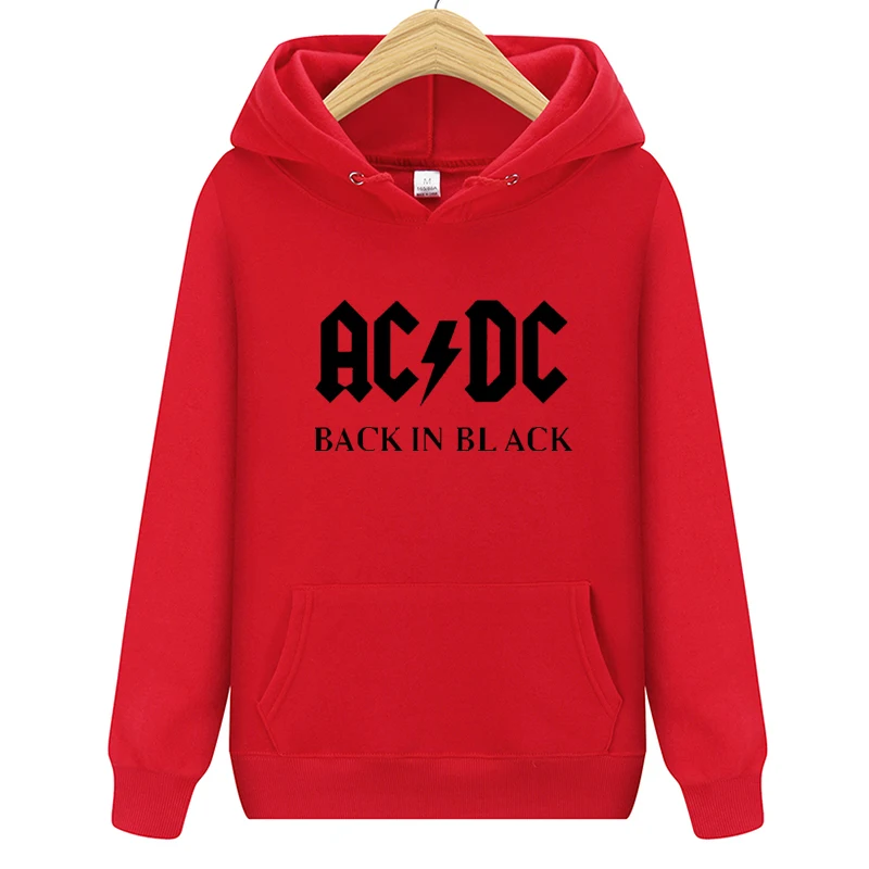 Мужская толстовка с капюшоном в стиле хип-хоп рок-группы ACDC, мужская повседневная уличная куртка, толстовки с капюшоном, мужская и женская брендовая одежда - Цвет: Красный