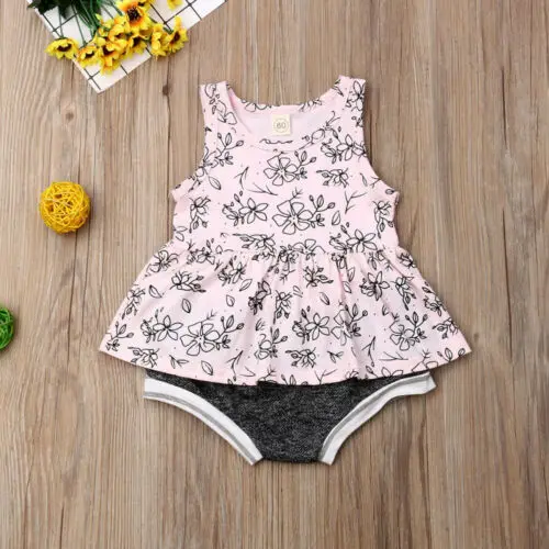 Хлопковое платье-топ с цветочным рисунком для новорожденных девочек короткие