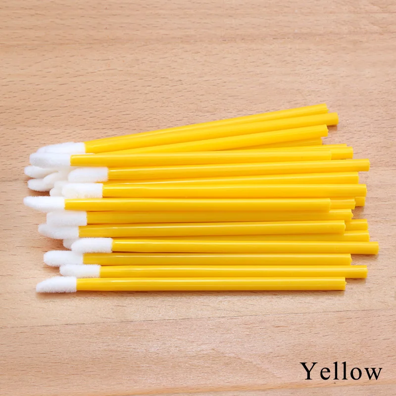 Yellow 50pcs 50 шт одноразовые реснички кисть индивидуальное Удаление ресниц Очищающая тушь аппликатор макияж кисти для наращивания ресниц инструмент - Handle Color: Yellow 50pcs