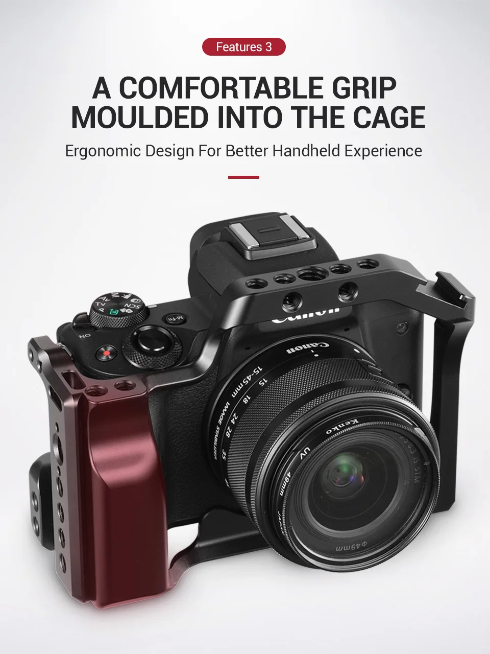Клетка для камеры SmallRig DSLR для Canon EOS M50/M5 с креплением Nato Rail для холодного башмака для быстрого крепления 2168