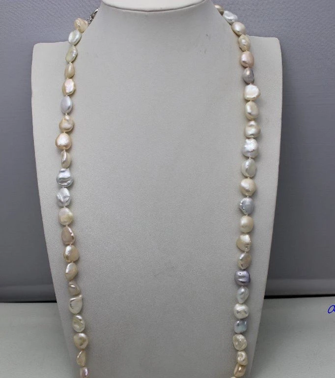 Многоцветный Пресной Воды жемчужное ожерелье в стиле барокко 11x11 мм 33.5 INCH