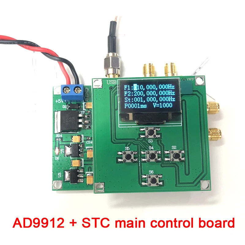 dykb AD9912 sweep frequency 1 GSPS frequency 1HZ-400MHZ sine wave output DDS Signal Source Generator Module STC control board