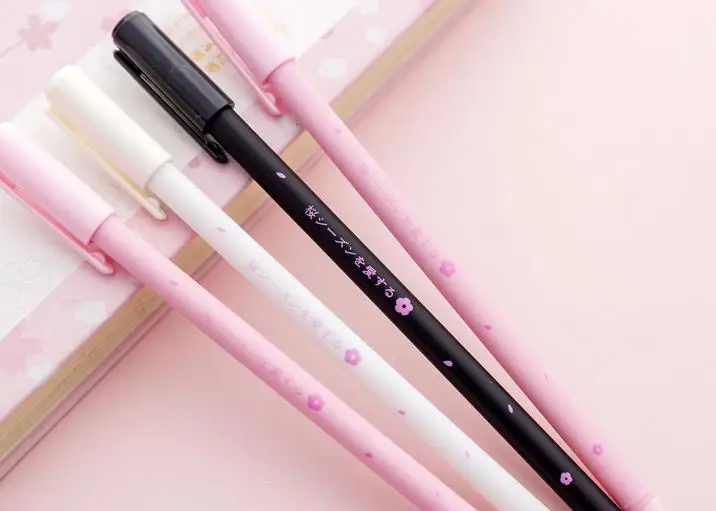 Комплект из 3 предметов Kawaii вишня в цвету, прекрасные гелевая ручка подпись ручка Эсколар. школы канцелярский подарок для ученика