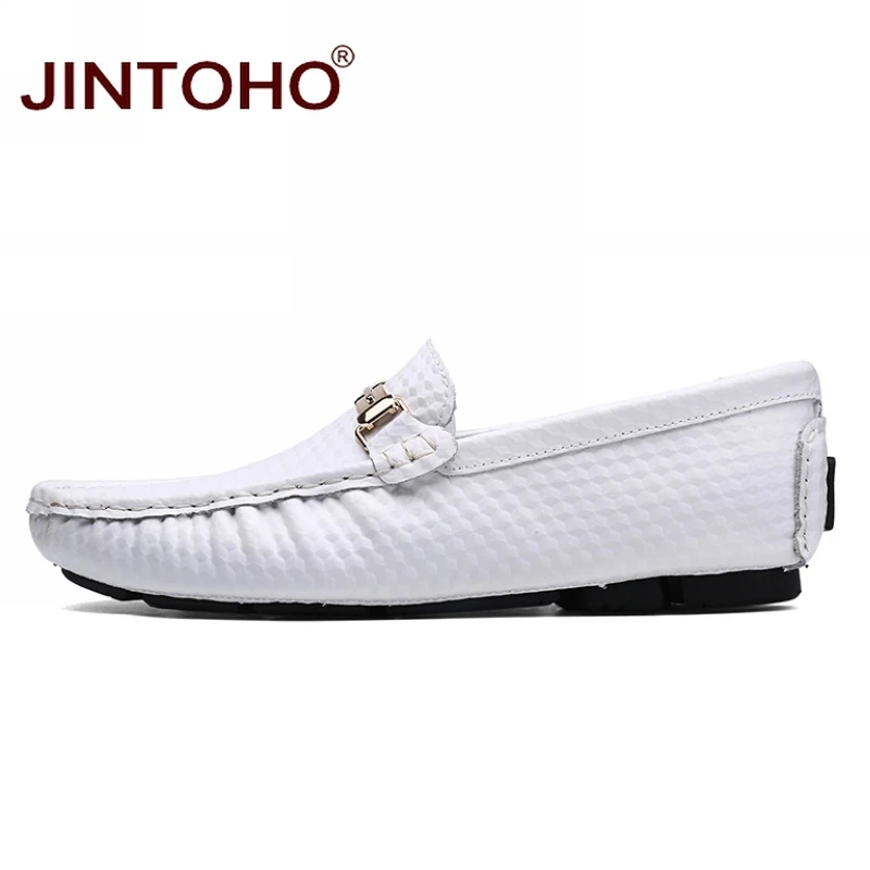 Лето jintoho/дышащая мужская повседневная обувь; модная мужская обувь; Высококачественная Мужская обувь из натуральной кожи; мужские кожаные лоферы без застежки