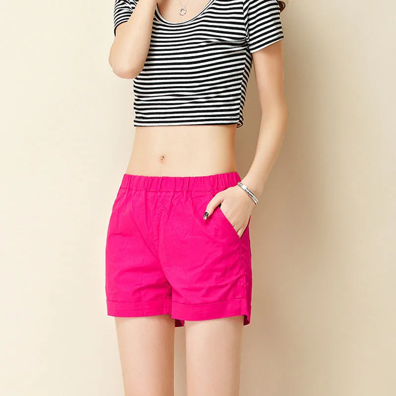 Шорты женские повседневные свободные карамельных цветов большого размера 2019 |