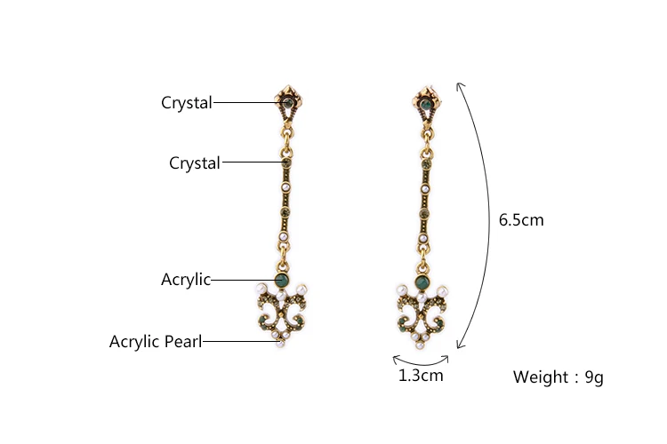 Женские винтажные серьги с подвеской зеленые дешевые акриловые жемчужные