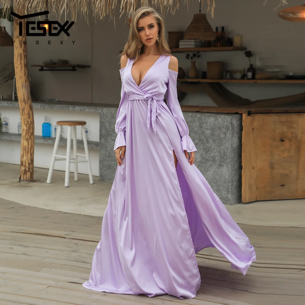 Женское платье с глубоким вырезом Yesexy длинное Повседневное без рукавов