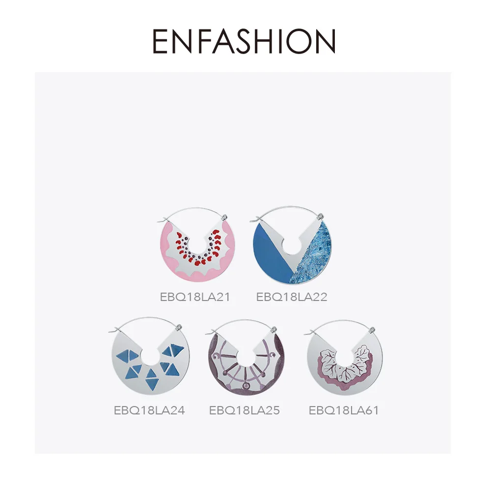 Enfashion лаковые художественные сережки, ручная роспись, висячие серьги с большими геометрическими фигурами для женщин, ювелирные изделия Oorbellen EBQ18