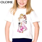 Футболки с надписью Super Momkidsgirl, забавные повседневные милые футболки с надписью Love для мамы и ребенка, детская летняя футболка с коротким рукавом, детская одежда
