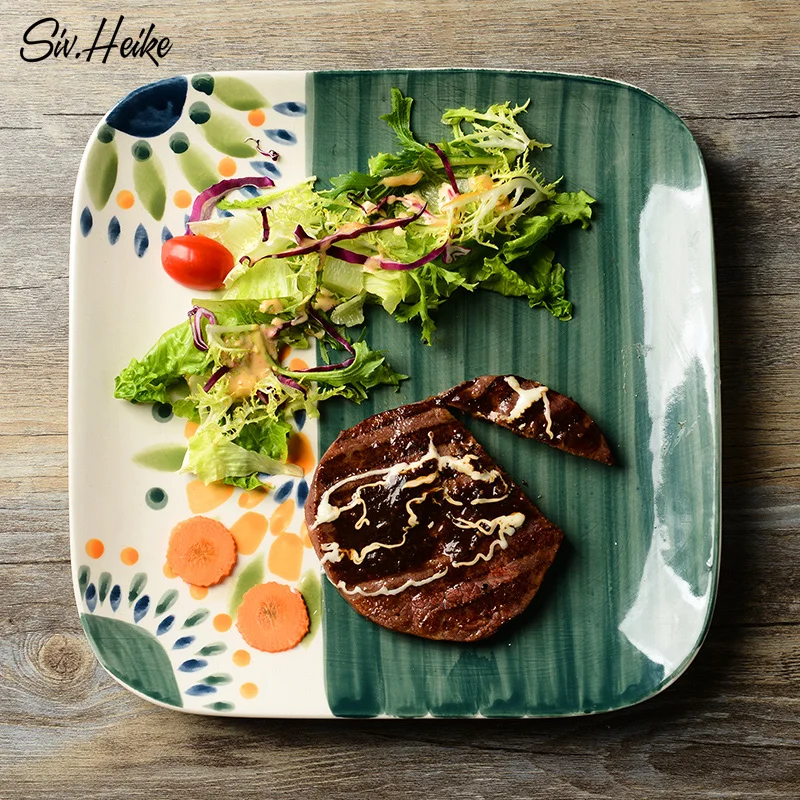 Ручная роспись Западной стейк блюдо Европейский бытовые площади плоской