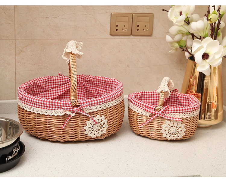 2018 NEW Genuine Super specials Practical Pastoral style sweet lovely cloth art wicker basket Storage Baskets flowers | Дом и сад