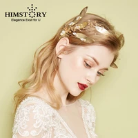 gold leaf hairbands bridal crowns wedding hair accessories handmade tiara headband pearl girls party hair jewelry hairwear