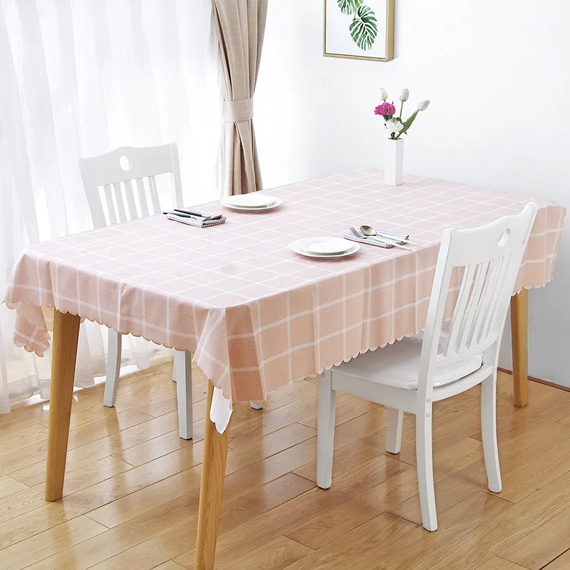 

Rectangular-Plaid Tablecloth PVC Home Table Mats Restaurant Coffee Table Waterproof And Oil-Proof Protect The Desktop Tablecloth