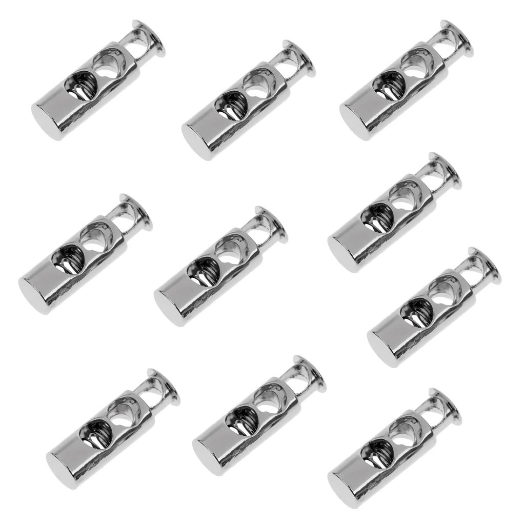 10 шт. Металлический Двойной баррель шнур блокировки Draw String Toggle Stopper Cordlocks Silver | Дом
